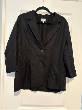 Time and Tru Women’s Black Relaxed Blazer Jacket 3/4 sleeve size L